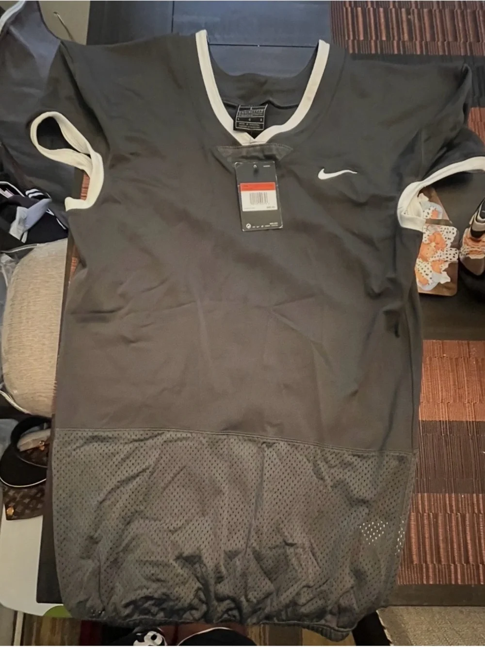Nike Women’s  or Men Black V-Neck Athletic Jersey with White Trim